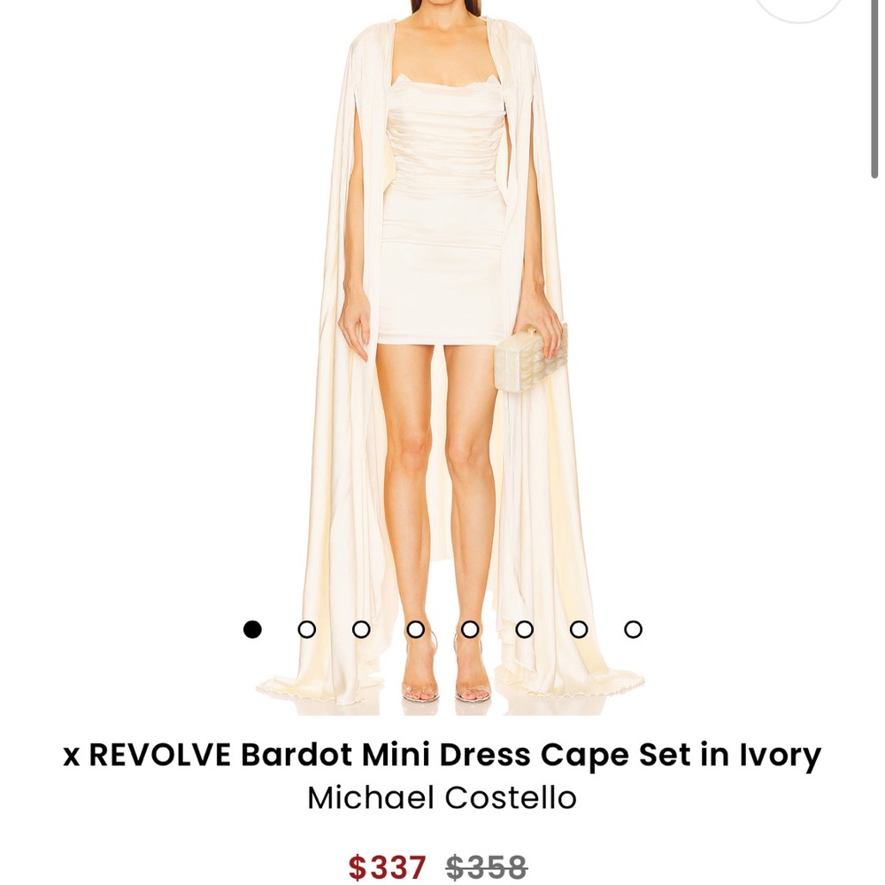 REVOLVE x Michael Costello Bardot Mini Dress Cape Set in Ivory - Small